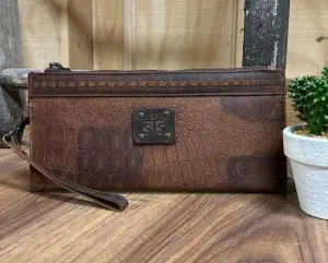 STS Ranchwear Dark Catalina Croc Embossed Clutch STS33380