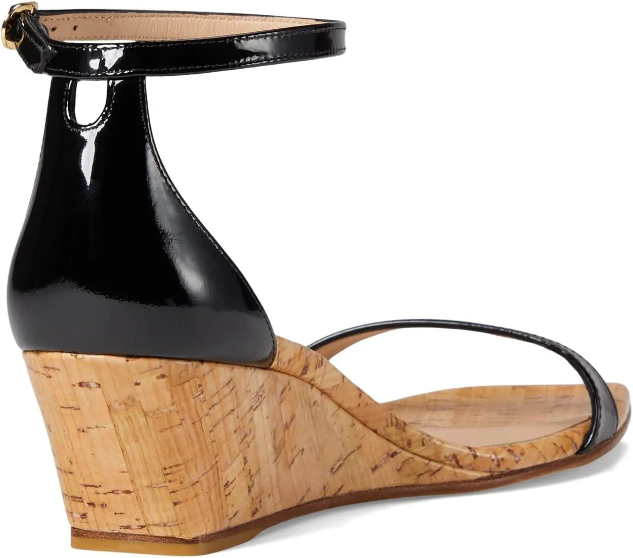 Stuart Weitzman Nudistcurve 50 Wedge Heels for Women - Leather Upper, Square-Toe with Thin Strap, and Adjustable Ankle Strap