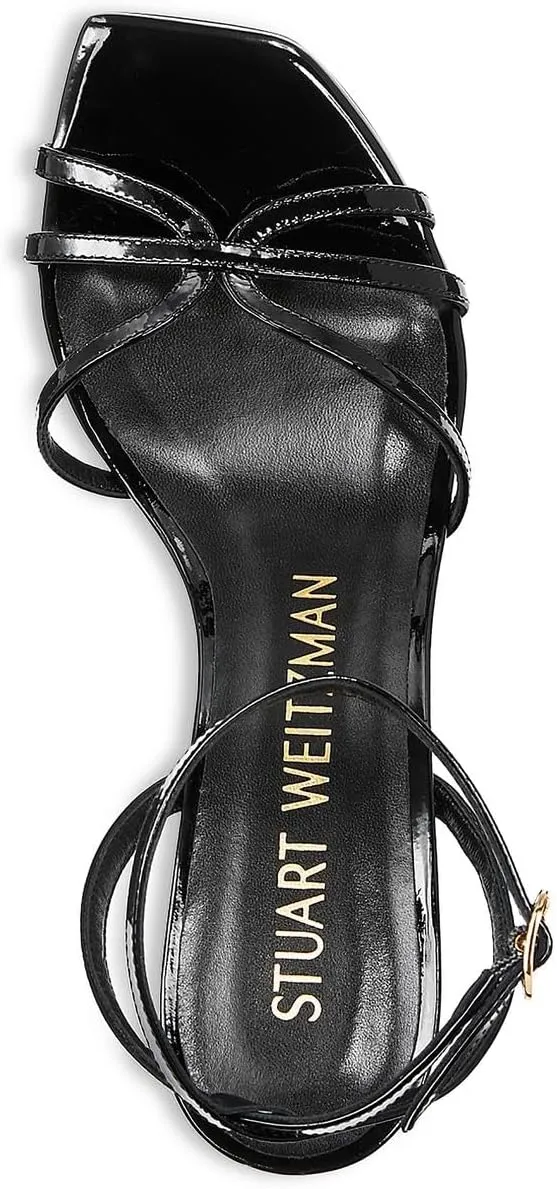 Stuart Weitzman Womens Barely There Patent Leather Ankle Strap Heels