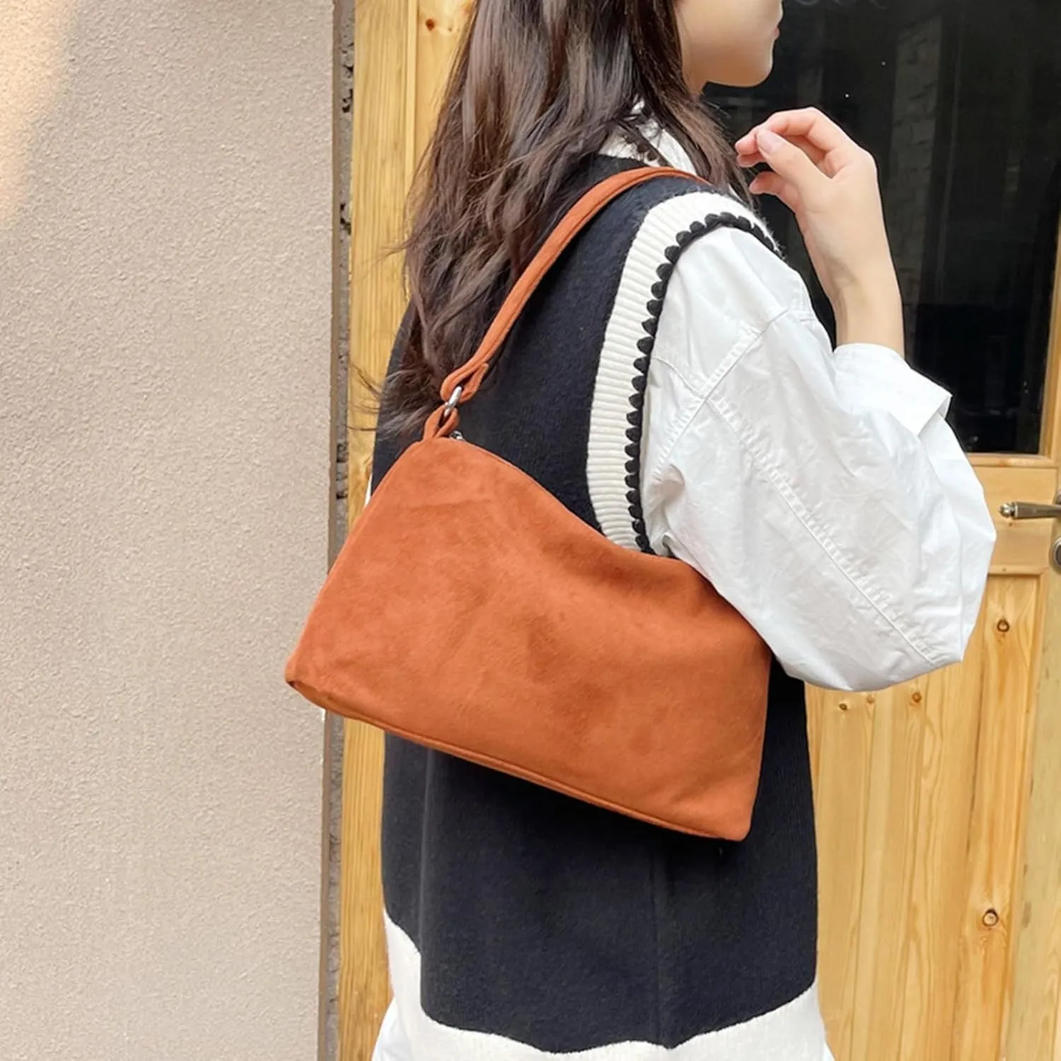 Stylish Small Suede Purse Vintage Inspired Plush Suede Mini Shoulder Bag for Women 2025 Fall Winter Handbag Clutch
