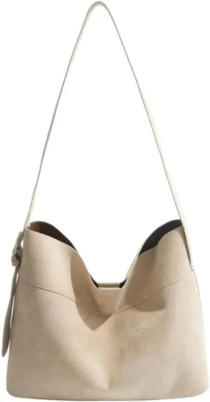 Suede Bucket Bags for Women Slouchy Tote Bags for Women Shoulder Bag with Pouch Crossbody Purse Satchel Bag Carryall