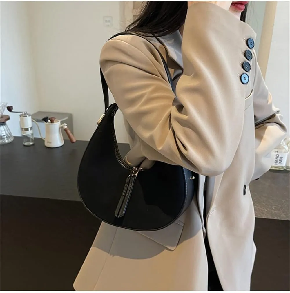 Suede Crescent Bag Suede Handbag and Purse Suede Half Moon Tote Bag Casual Retro Shoulder Dumpling Bag