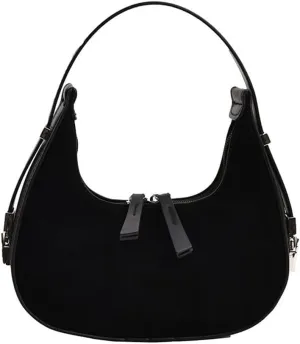 Suede Crescent Tote Bag for Women Retro Suede Hobo Shoulder Handbag and Purse Half Moon Suede Clutch Bag Daily Purse