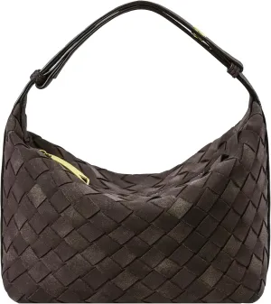 Suede Leather Handbag for Women, Leather Woven Bag, Small Clutch Bag Suede Handbag, Underarm Purse Top-Handle Handbag
