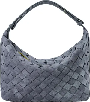 Suede Leather Handbag for Women, Leather Woven Bag, Small Clutch Bag Suede Handbag, Underarm Purse Top-Handle Handbag