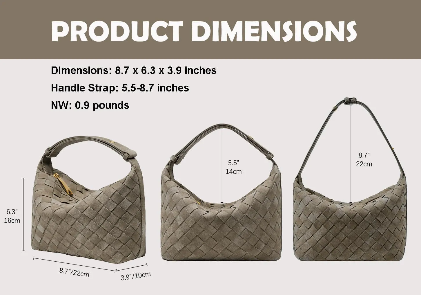 Suede Leather Handbag for Women, Leather Woven Bag, Small Clutch Bag Suede Handbag, Underarm Purse Top-Handle Handbag