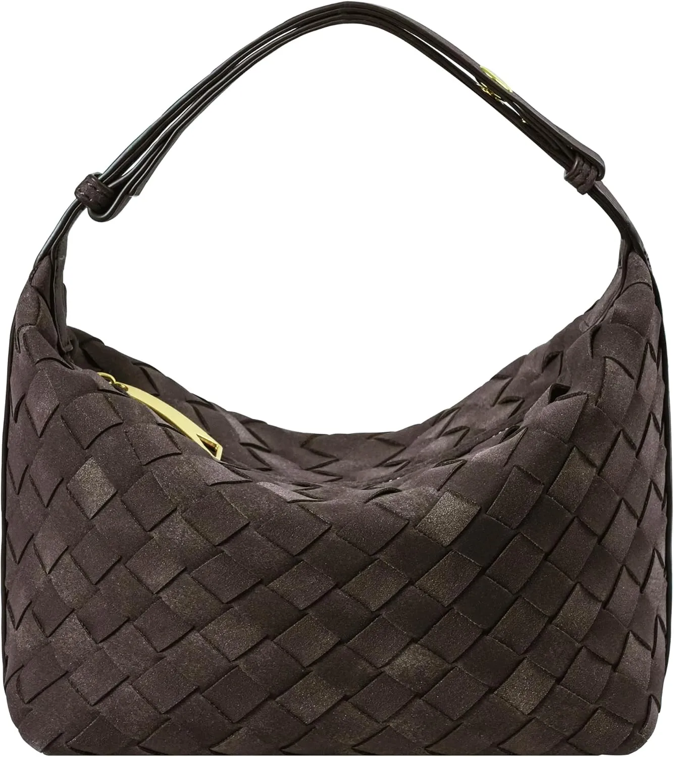 Suede Leather Handbag for Women, Leather Woven Bag, Small Clutch Bag Suede Handbag, Underarm Purse Top-Handle Handbag