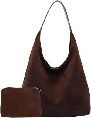 Suede Slouchy Women's Tote Shoulder Satchel Large Brown Office Travel Underarm Bag