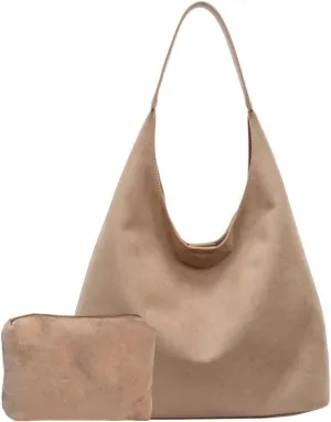 Suede Slouchy Women's Tote Shoulder Satchel Large Brown Office Travel Underarm Bag