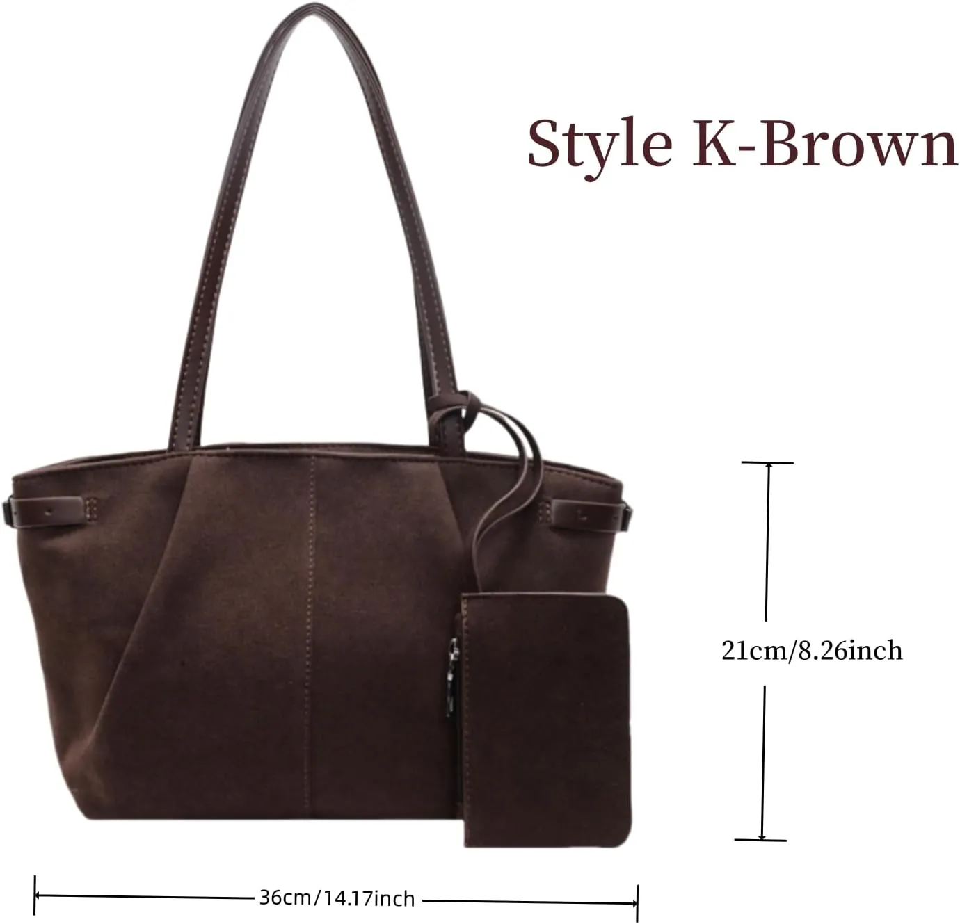 Suede Tote Bag for Women, Womens Purse Slouchy Hobo Handbag Brown Retro Top Handle Bag, Fashion Shoulder Satchel Work Bags