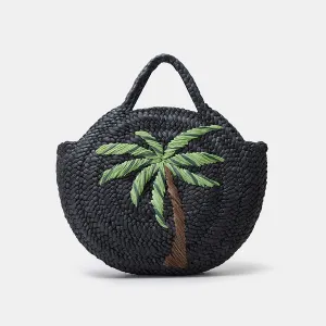 Summer Beach Embroidered Straw Tote Bag for Women