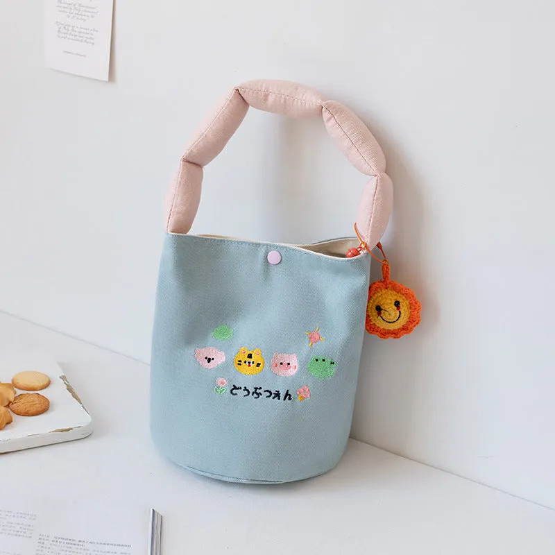 Summer Canvas Underarm Female Niche Cute Embroidered Flower Handbags