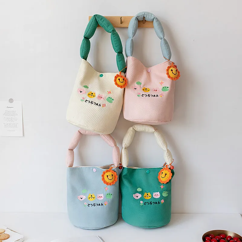 Summer Canvas Underarm Female Niche Cute Embroidered Flower Handbags