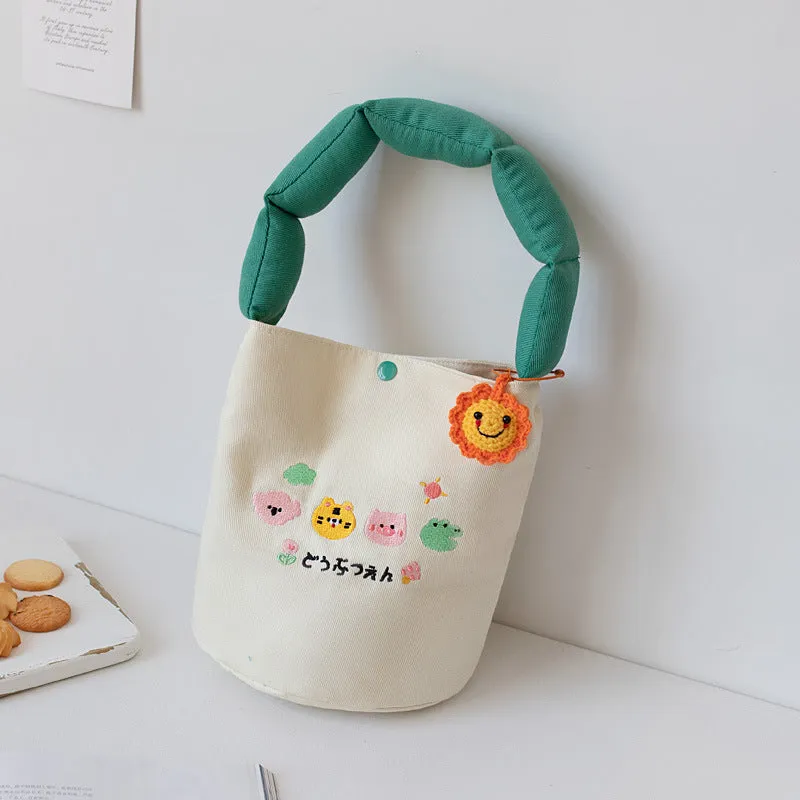 Summer Canvas Underarm Female Niche Cute Embroidered Flower Handbags