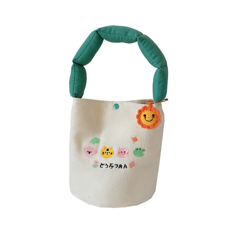 Summer Canvas Underarm Female Niche Cute Embroidered Flower Handbags