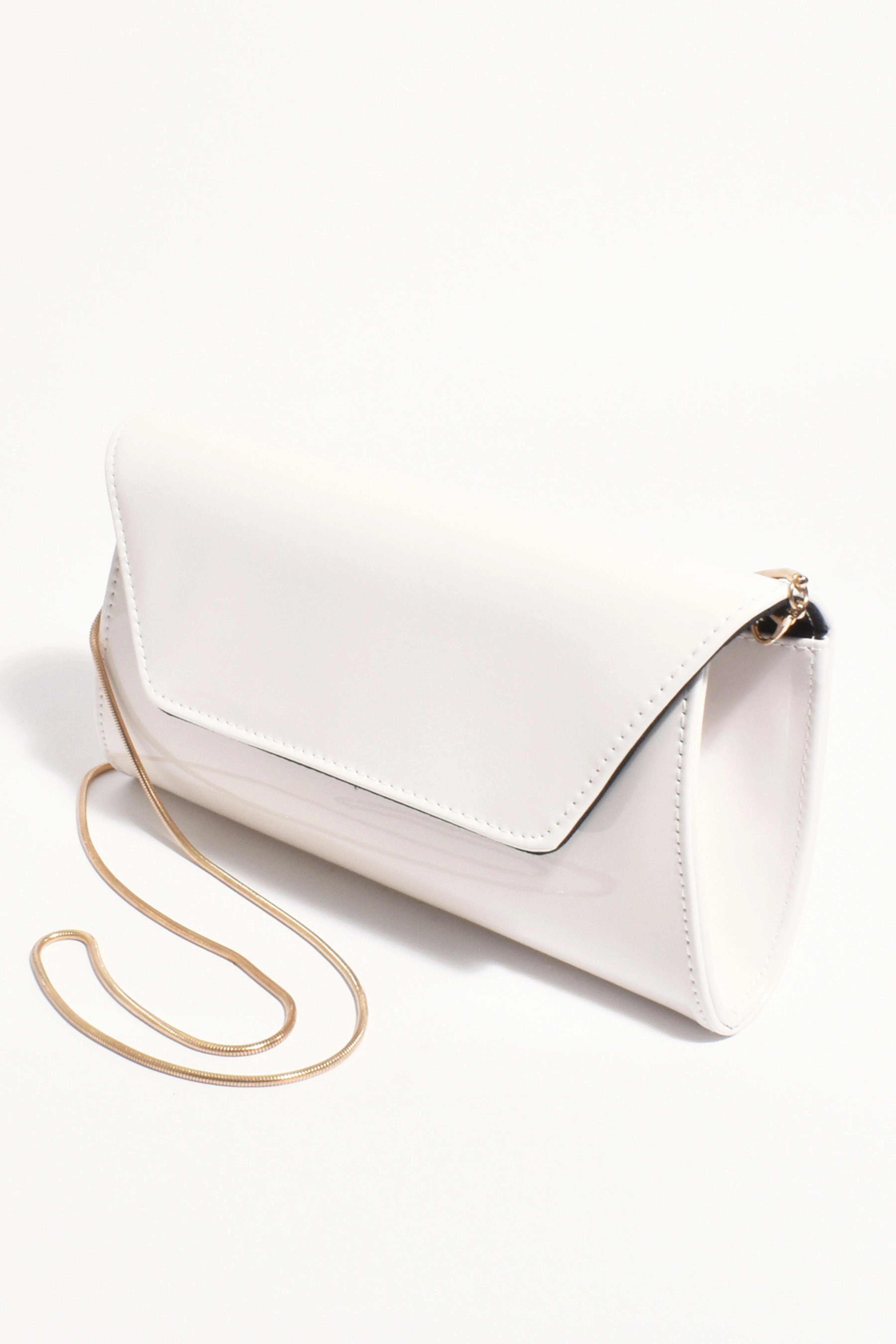 Suzie Gloss Foldover Clutch - Stone