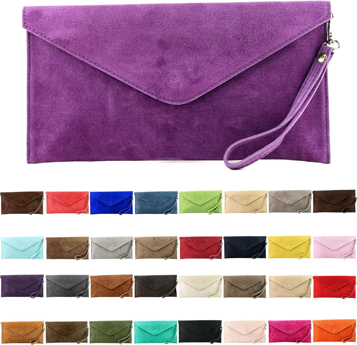 T106 - Italian clutch evening bag made of suede upper