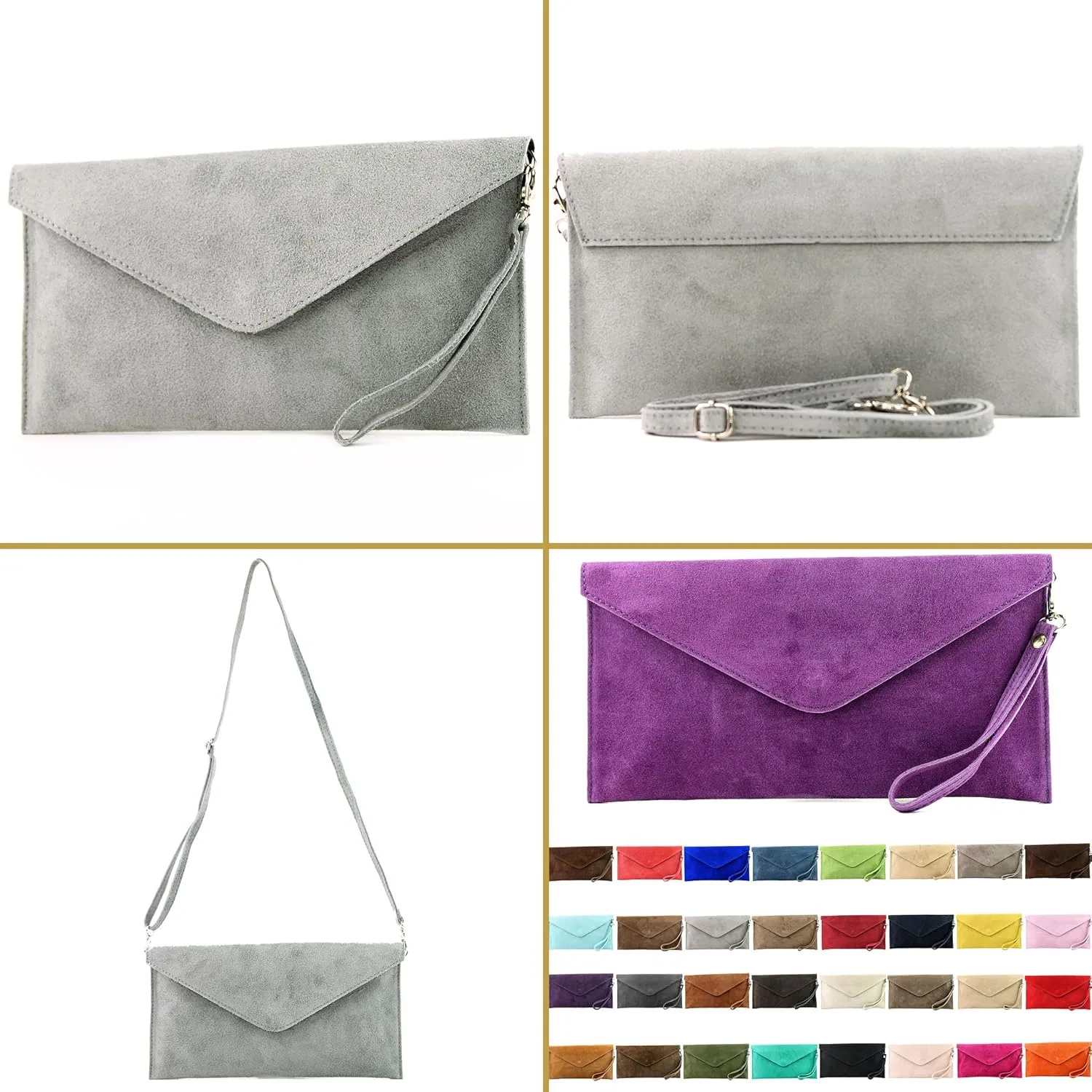 T106 - Italian clutch evening bag made of suede upper
