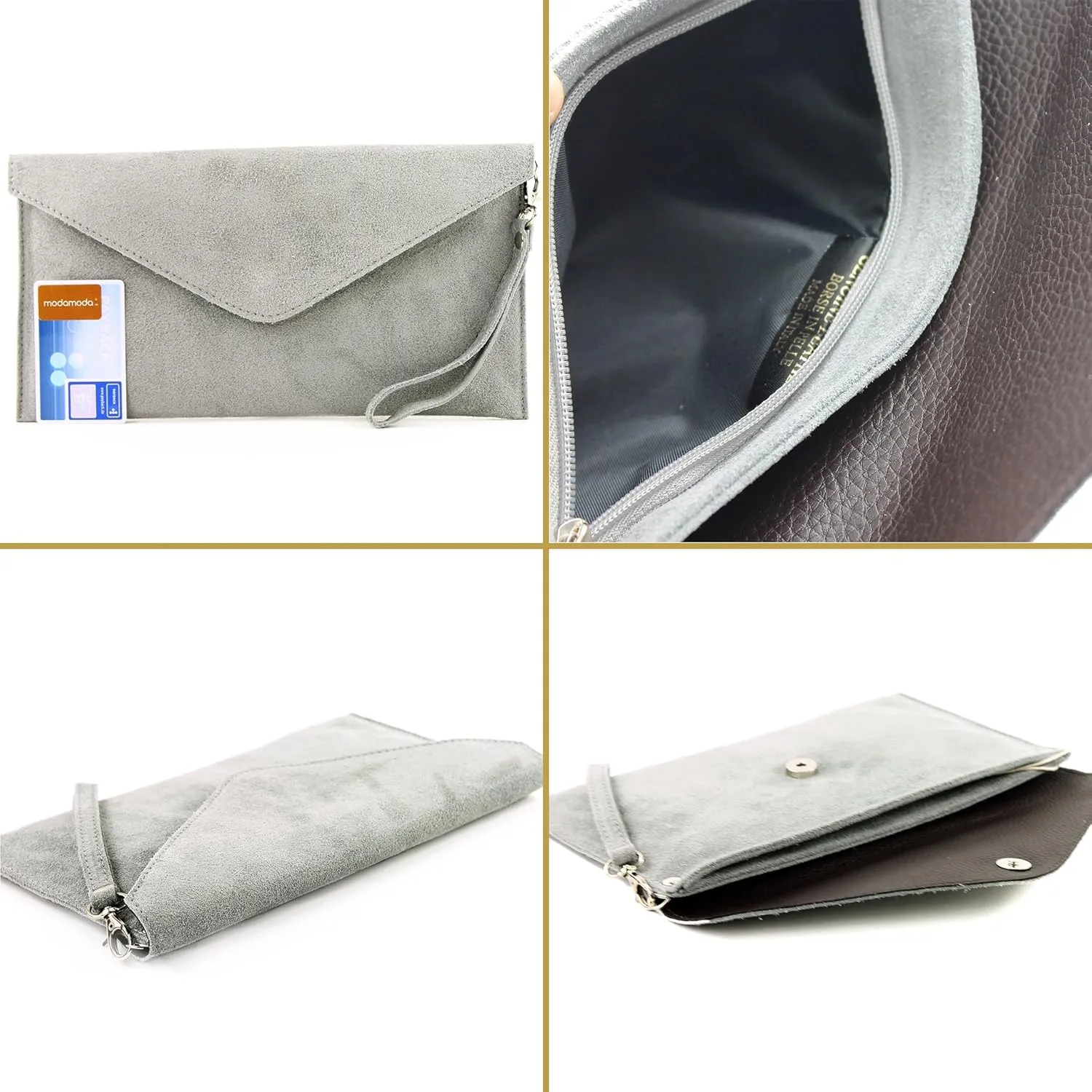 T106 - Italian clutch evening bag made of suede upper