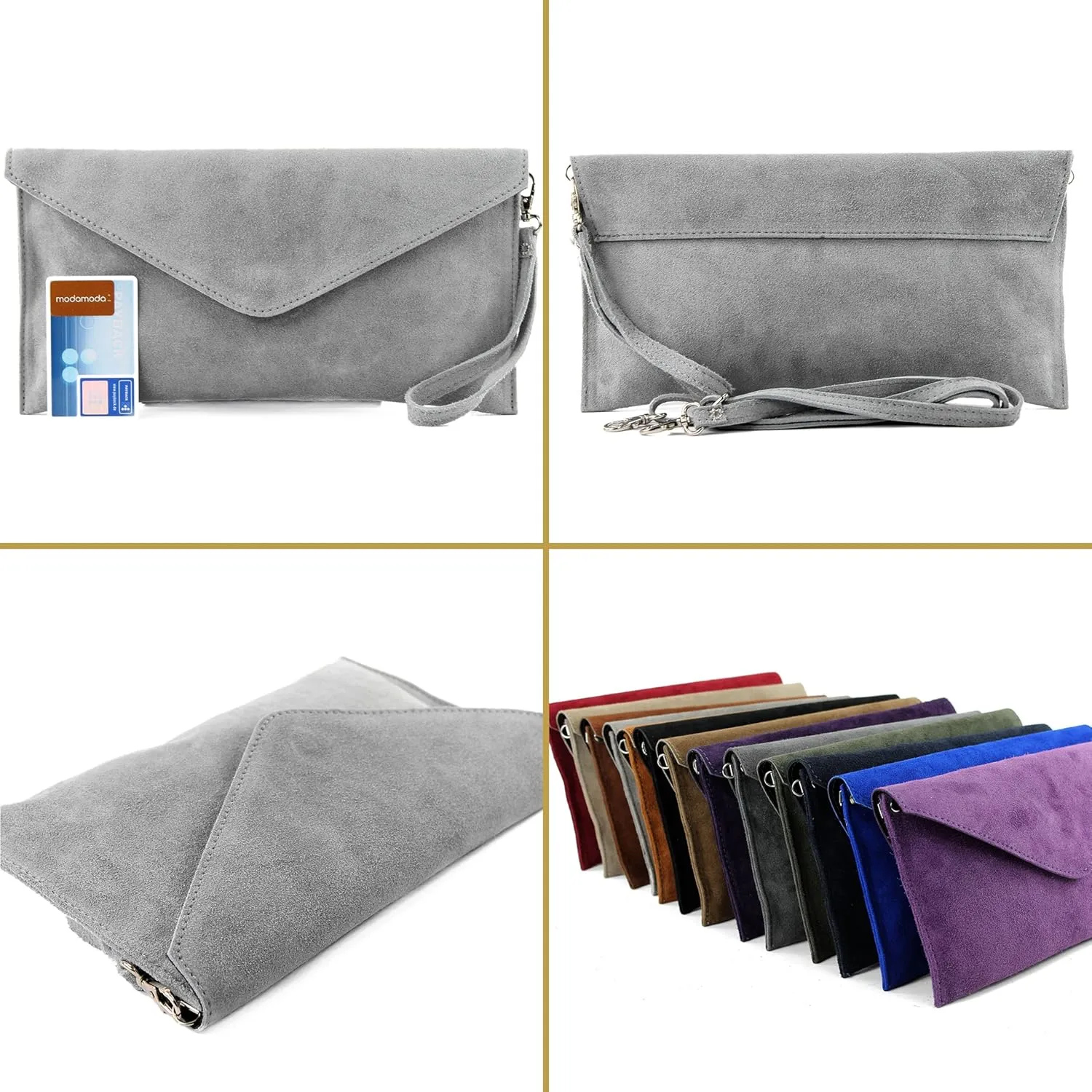 T106 - Italian clutch evening bag made of suede upper
