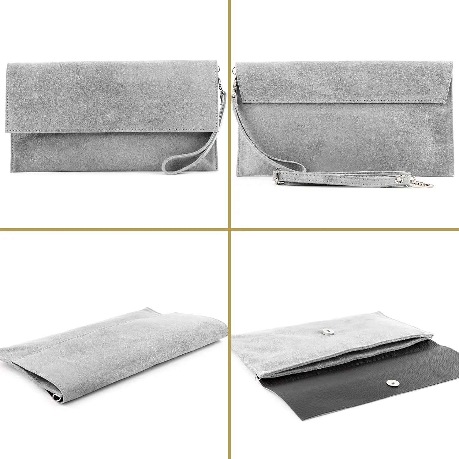 T151 - Italian clutch evening bag made of suede