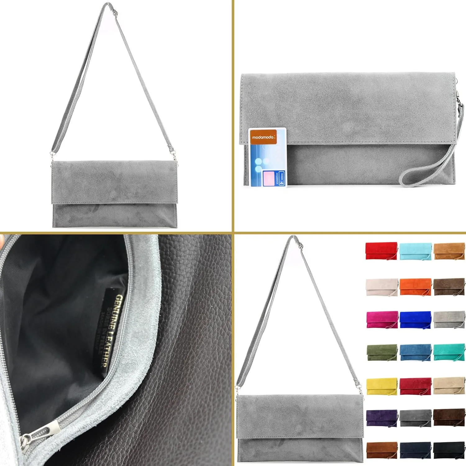 T151 - Italian clutch evening bag made of suede