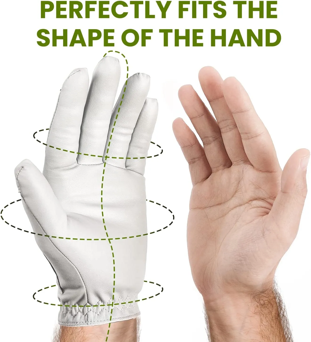 Tactile Enhanced Tour Class Golf Glove - Wrap-Finger Design, Cabretta Grip, Skin Fit, All-White Elegance