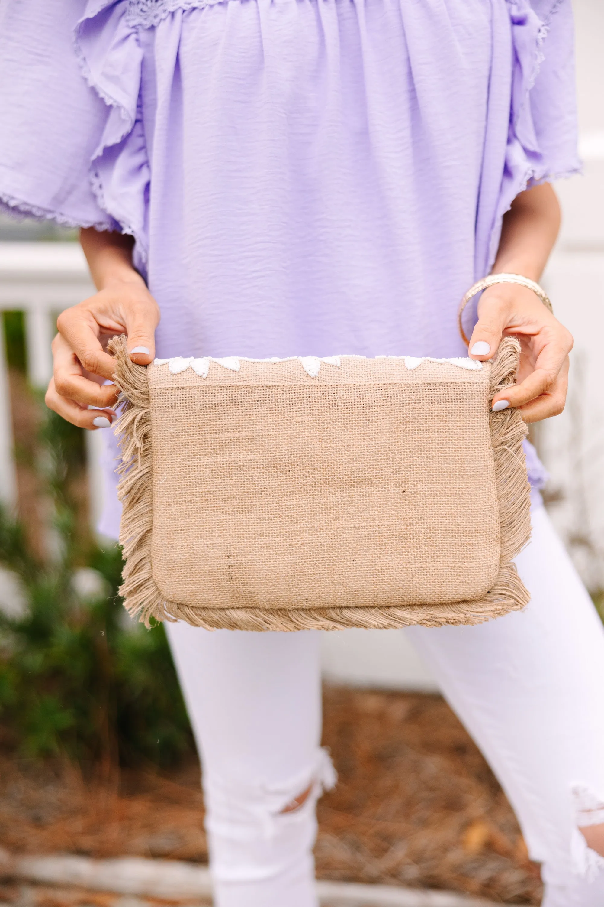 Take Me Away Jute Clutch/Purse