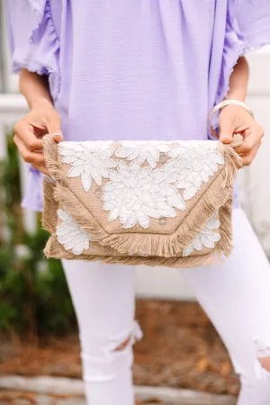 Take Me Away Jute Clutch/Purse