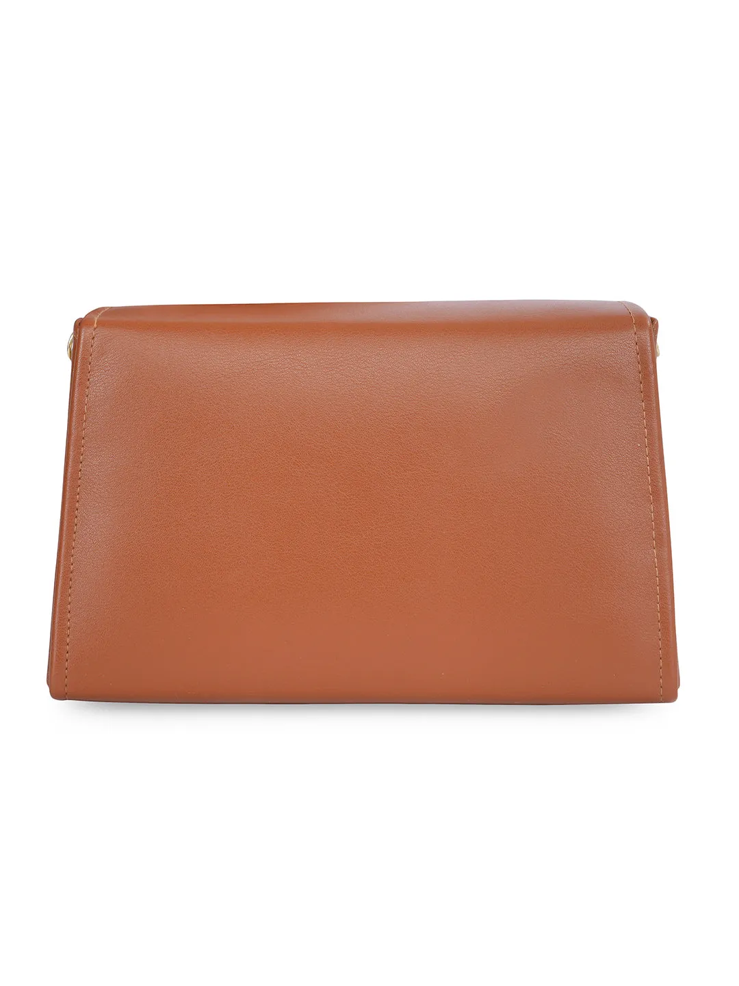 Tan N Alphabhet Intial Embellised Flap Bag