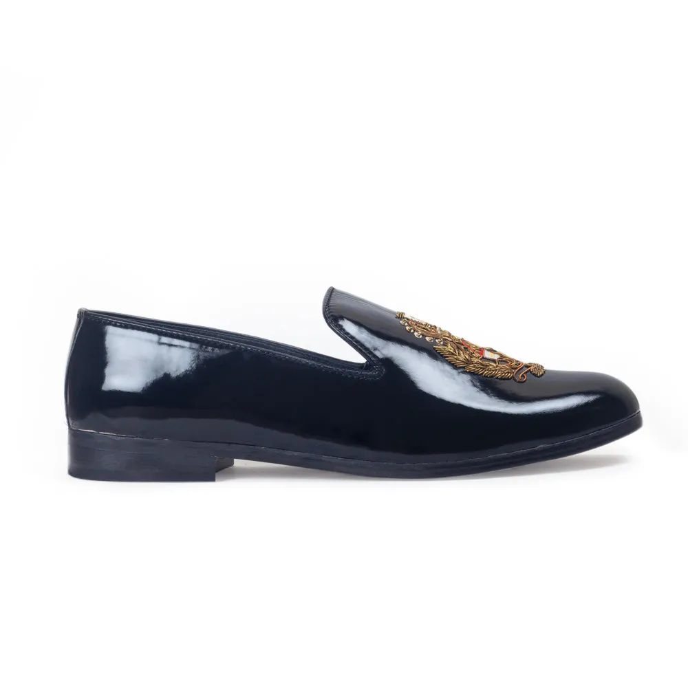 The Regal Crest Leather Slipons (Patent Black)