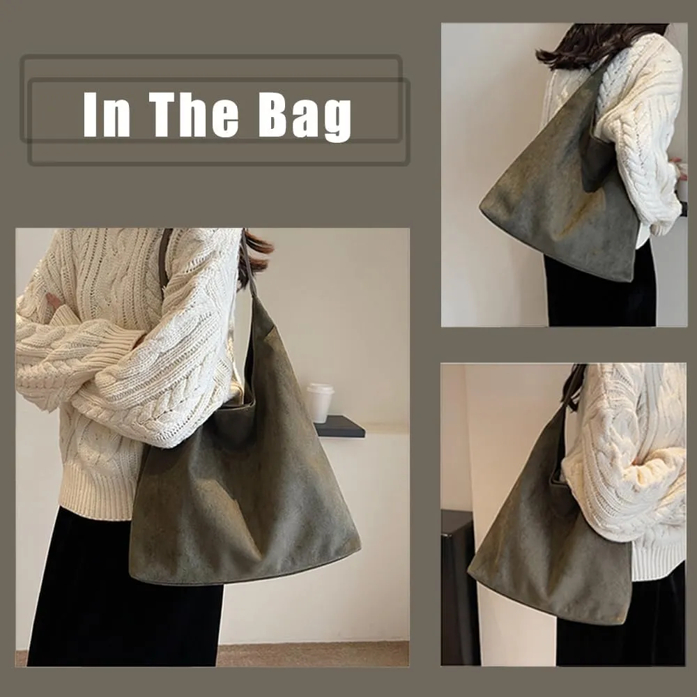 Tiaastaps Tote Bag Tiaastaps Suede Tote Bags for Women Office Suede Purse Shoulder Retro Casual Large Capacity Bags