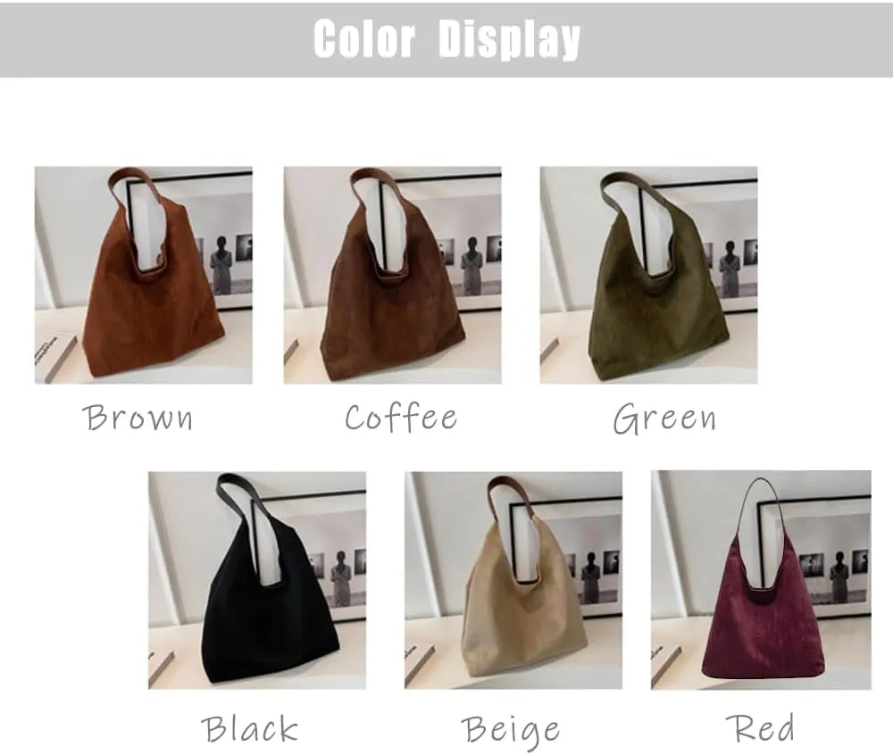 Tiaastaps Tote Bag Tiaastaps Suede Tote Bags for Women Office Suede Purse Shoulder Retro Casual Large Capacity Bags