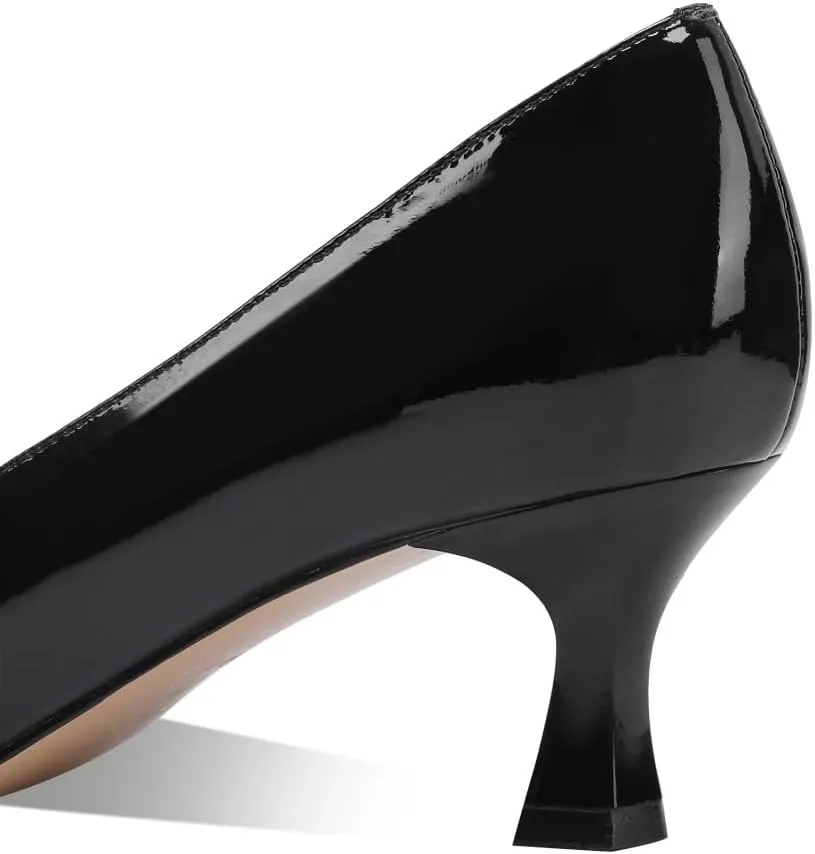 TinaCus Glossy Patent Leather Pointed Toe Cute Bowknots Handmade Mid Heels Women's Pumps Shoes