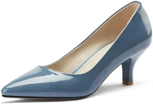 TinaCus Patent Leather Pointed Toe Kitten Heel Handmade Office Lady Pumps Shoes