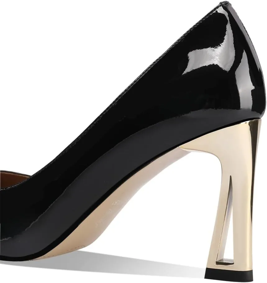 TinaCus Women's Cap Toe Glossy Patent Leather Handmade High Heels Trendy Dress Pumps Shoes