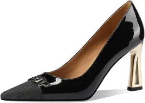 TinaCus Women's Cap Toe Glossy Patent Leather Handmade High Heels Trendy Dress Pumps Shoes
