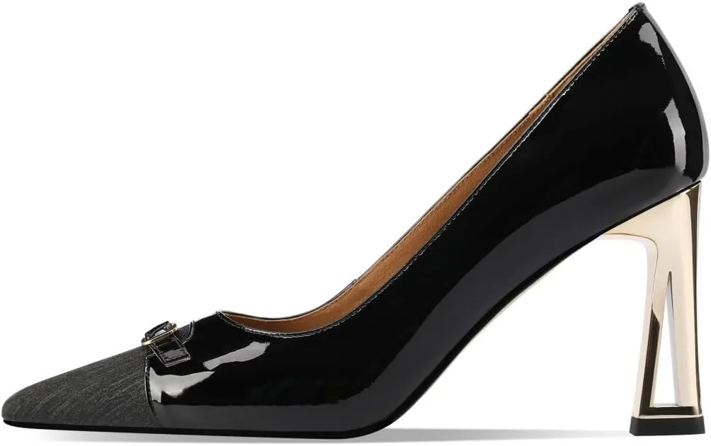 TinaCus Women's Cap Toe Glossy Patent Leather Handmade High Heels Trendy Dress Pumps Shoes