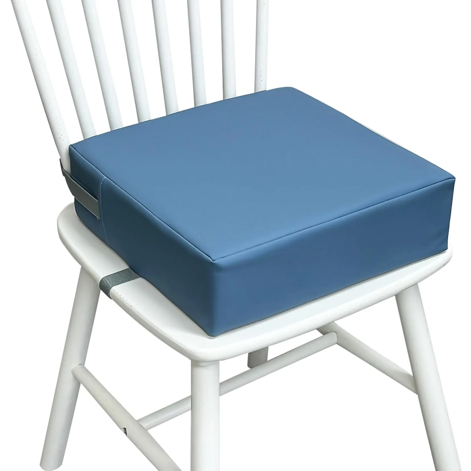 Toddler Booster Seat for Dining Table, 2 Elastic Seat Belts, Anti Scratch PU Skin-Friendly, Waterproof, Anti-Wrinkle, Detachable Non-Slip Bottom - Blue