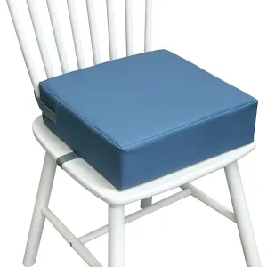Toddler Booster Seat for Dining Table, 2 Elastic Seat Belts, Anti Scratch PU Skin-Friendly, Waterproof, Anti-Wrinkle, Detachable Non-Slip Bottom - Blue