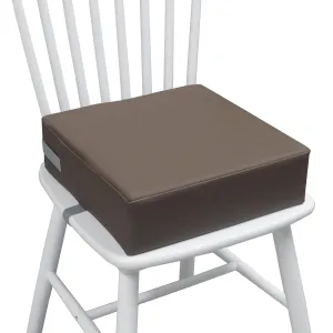 Toddler Booster Seat for Dining Table, Two Elastic Seat Belts, Anti-Scratch PU Skin-Friendly, Waterproof, Anti-Wrinkle, Detachable Non-Slip Bottom - Dark Brown