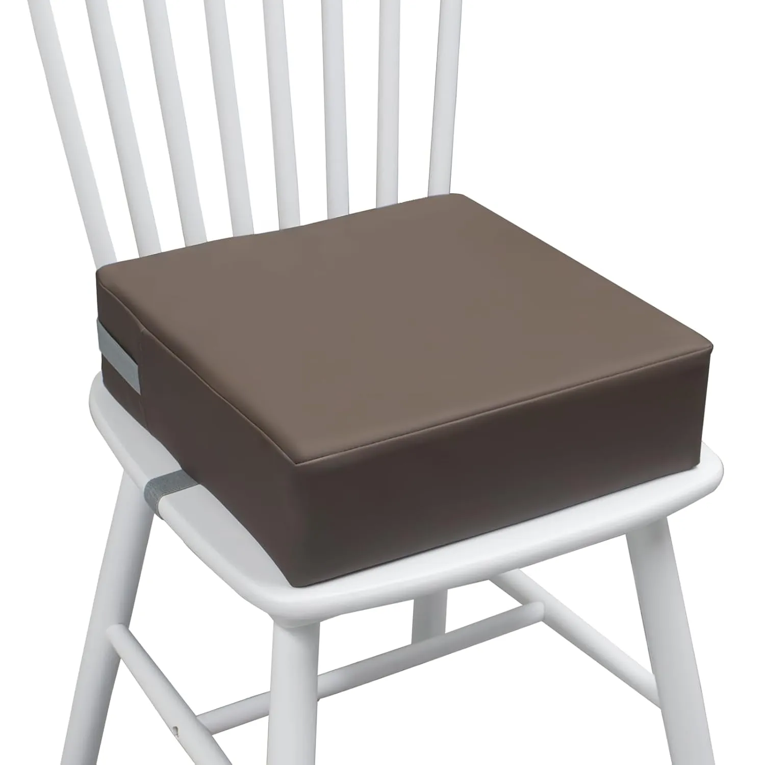 Toddler Booster Seat for Dining Table, Two Elastic Seat Belts, Anti-Scratch PU Skin-Friendly, Waterproof, Anti-Wrinkle, Detachable Non-Slip Bottom - Dark Brown