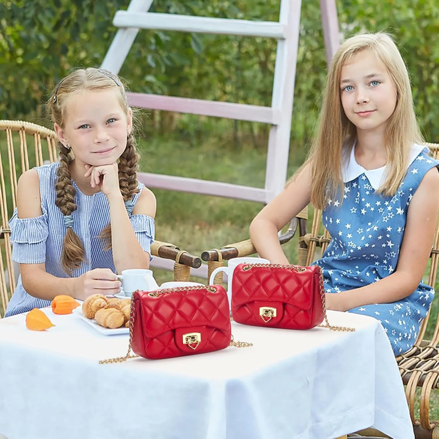 Toddler Purse for Girls Age 3-14, Heart Lock Kids Purse, Cute Crossbody Bag with Chain Strap