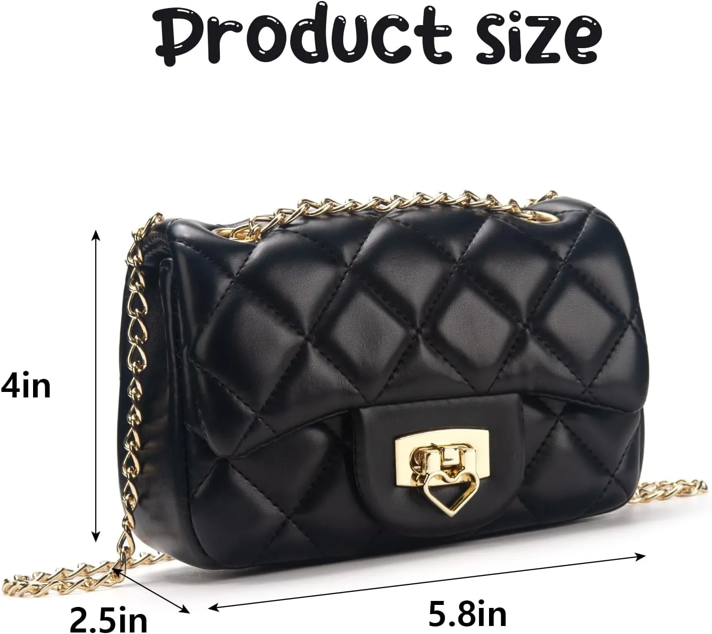 Toddler Purse for Girls Age 3-14, Heart Lock Kids Purse, Cute Crossbody Bag with Chain Strap