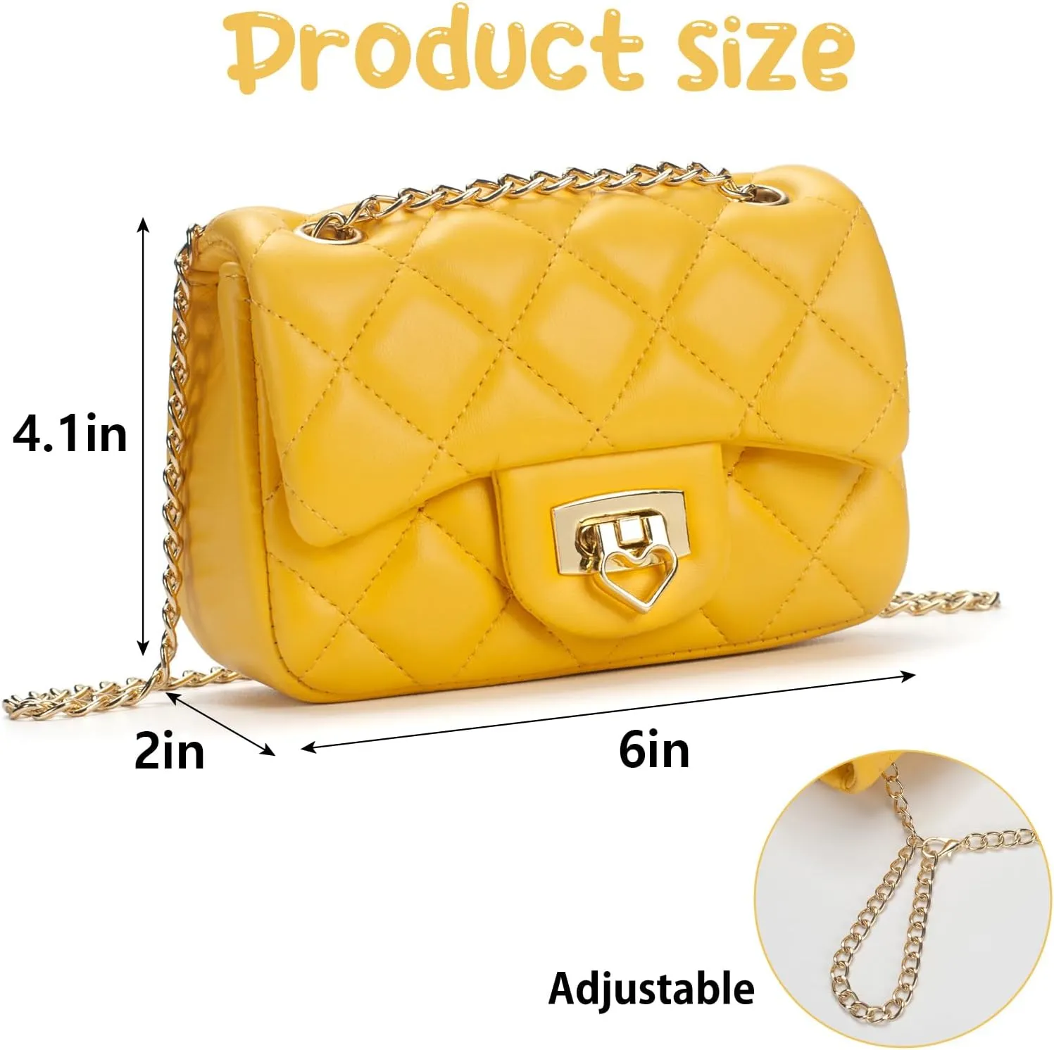Toddler Purse for Girls Age 3-14, Heart Lock Kids Purse, Cute Crossbody Bag with Chain Strap