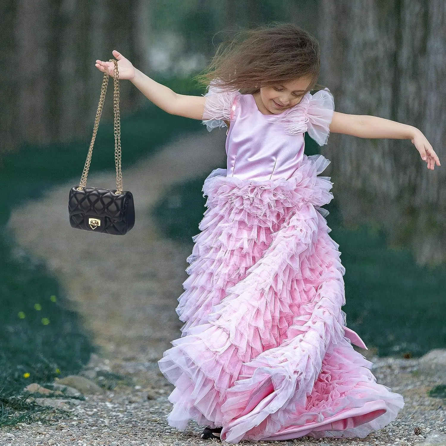 Toddler Purse for Girls Age 3-14, Heart Lock Kids Purse, Cute Crossbody Bag with Chain Strap