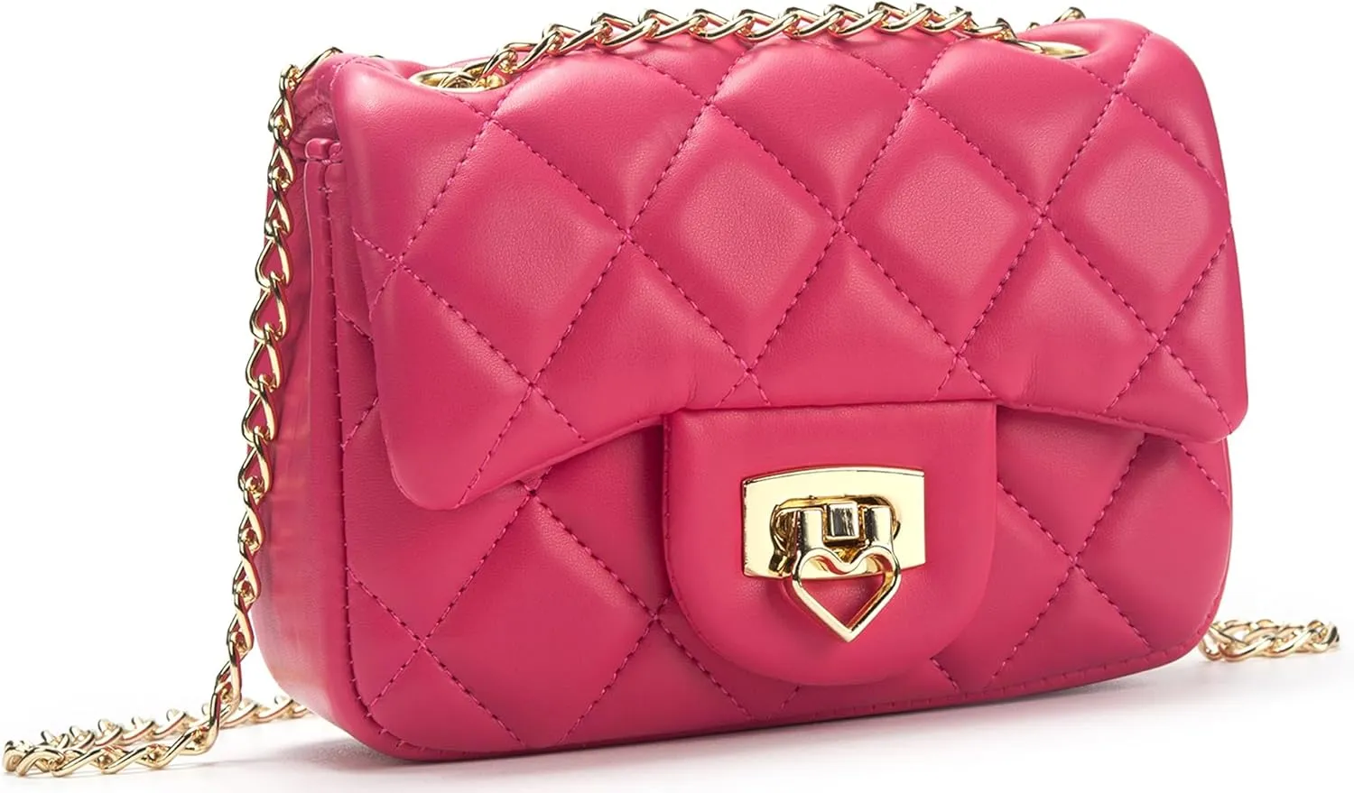 Toddler Purse for Girls Age 3-14, Heart Lock Kids Purse, Cute Crossbody Bag with Chain Strap
