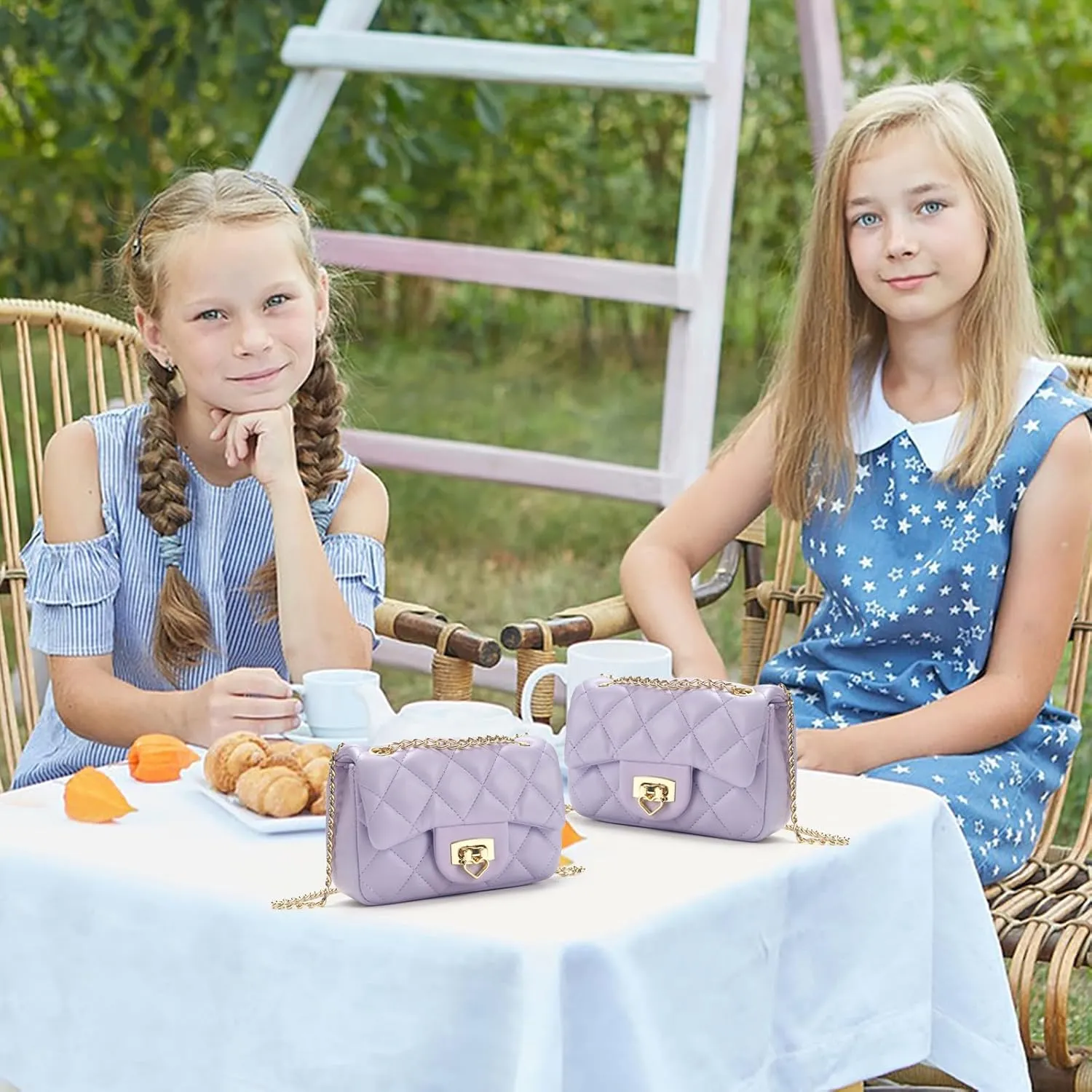 Toddler Purse for Girls Age 3-14, Heart Lock Kids Purse, Cute Crossbody Bag with Chain Strap