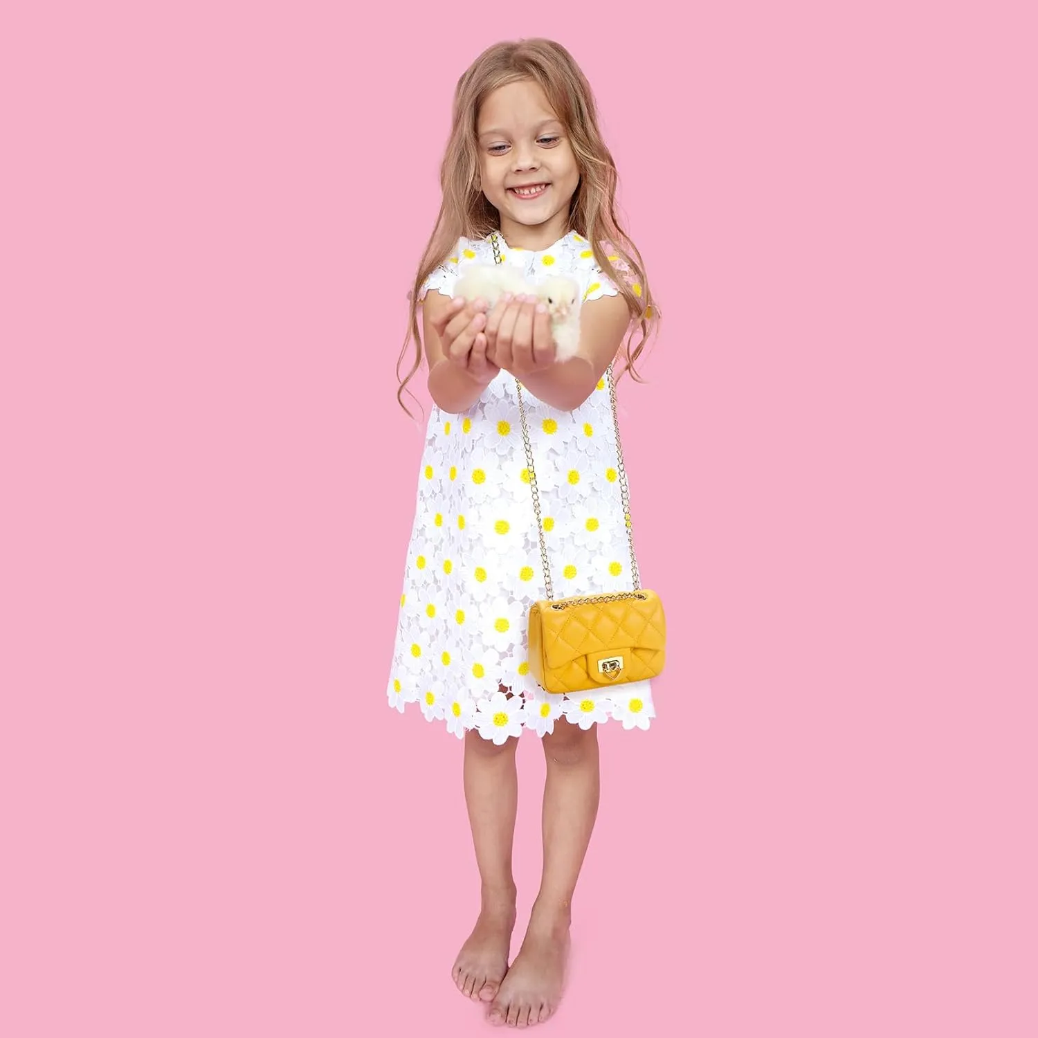 Toddler Purse for Girls Age 3-14, Heart Lock Kids Purse, Cute Crossbody Bag with Chain Strap