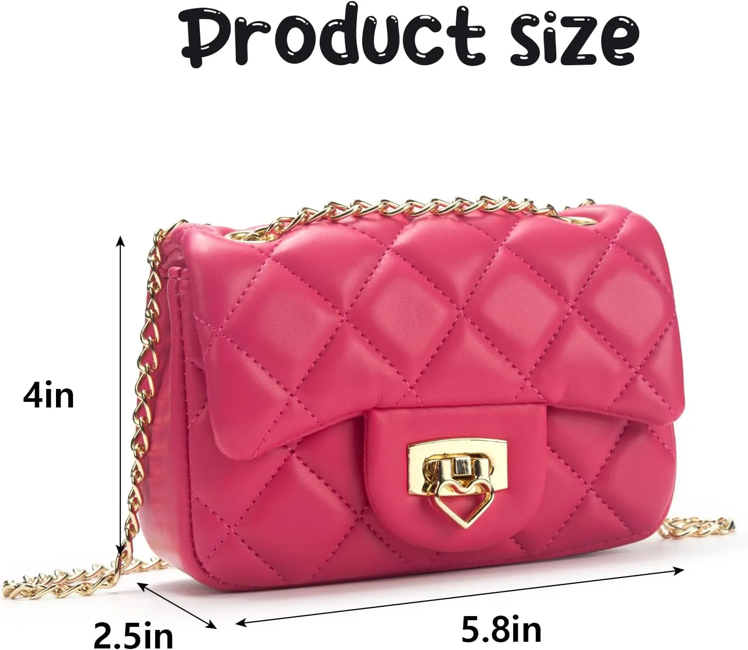 Toddler Purse for Girls Age 3-14, Heart Lock Kids Purse, Cute Crossbody Bag with Chain Strap